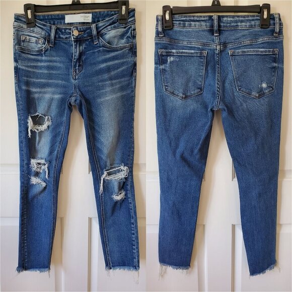 Buckle BRIDGE BY GLY Low Rise Ankle Skinny Stretch Jeans 26 Distressed - Picture 3 of 16